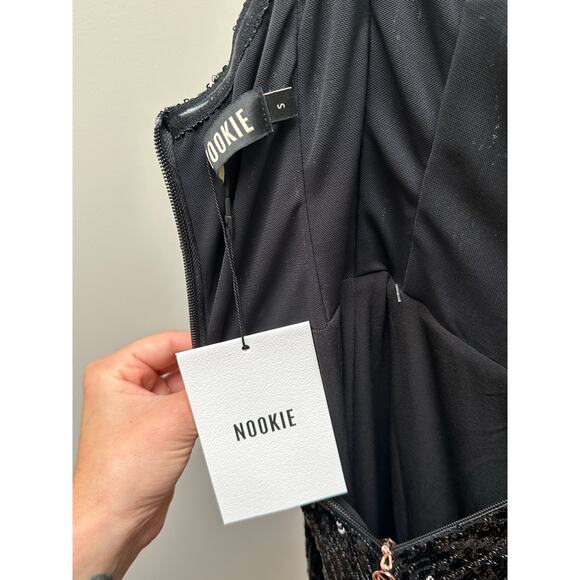 NEW NWT Nookie Revolve Lumiere Sequin Gown Black size Small - Picture 7 of 9